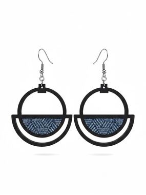 Geometric Hoop Earrings with Blue Glitter Inlay